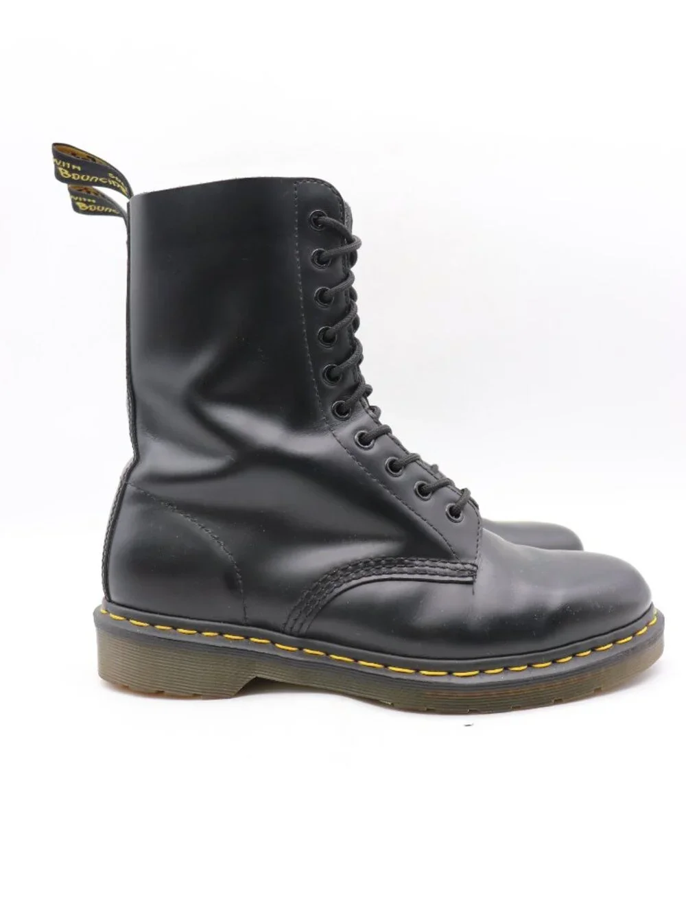 Doc Dr. Martens 1490 10-Eye Women's Size 9 Black Smooth Leather Boots Lace Up